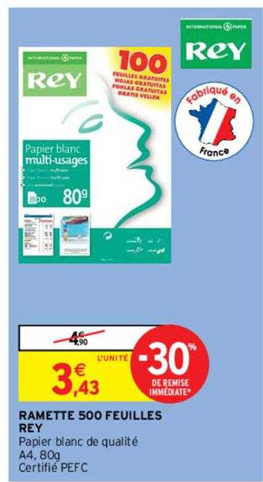 ramette 500 feuilles rey