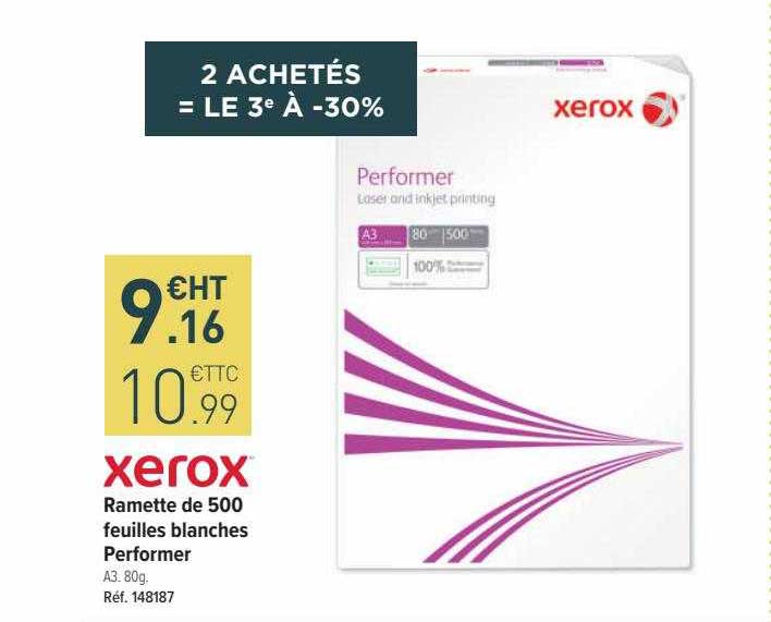 ramette de 500 feuilles blanches performer xerox