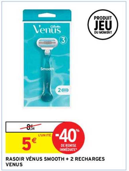 rasoir vénus smooth + 2 recharges venus
