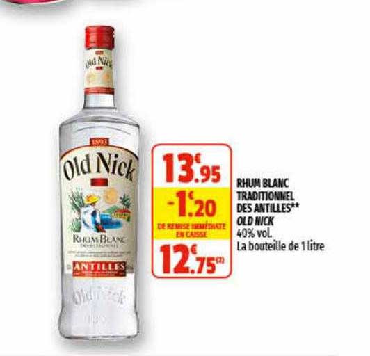 rhum blanc traditionnel des antilles** old nick