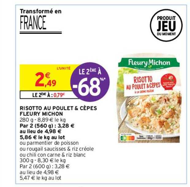 risotto au poulet & cèpes fleury michon