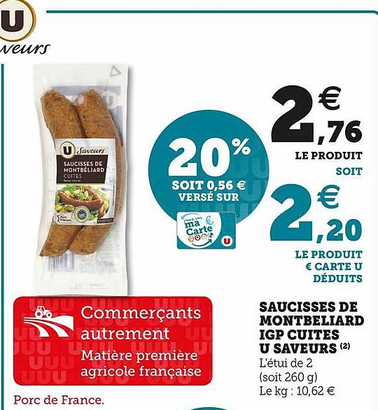 Saucisses De Montbéliard Igp Cuites U Saveurs