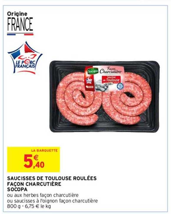 saucisses de toulouse roulées façon charcutière socopa