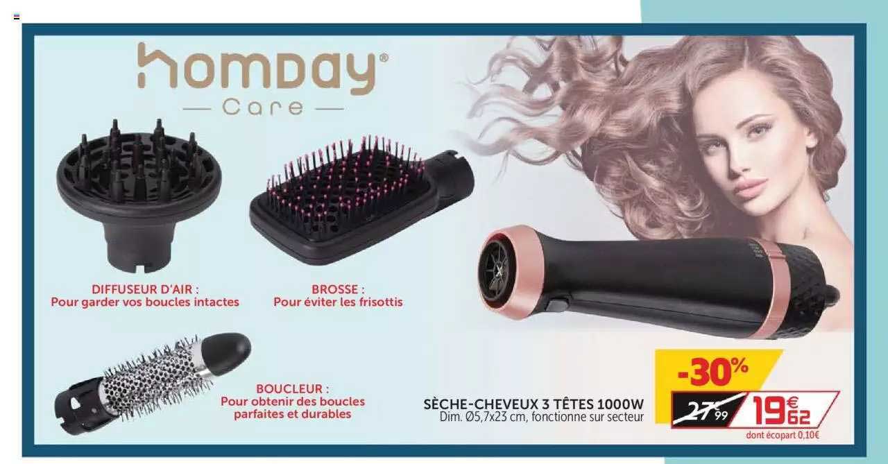 sèche-cheveux 3 têtes 1000w