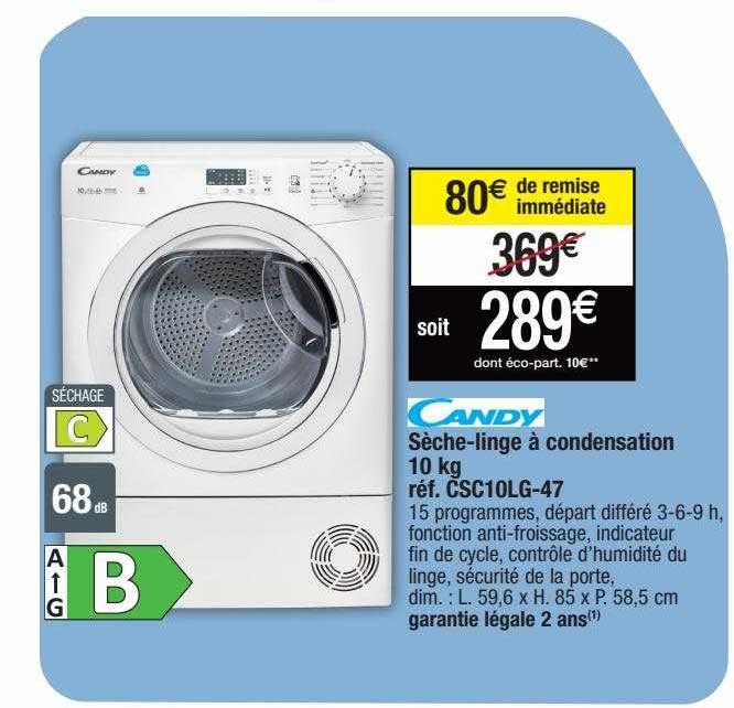 sèche-linge à condensation 10 kg candy