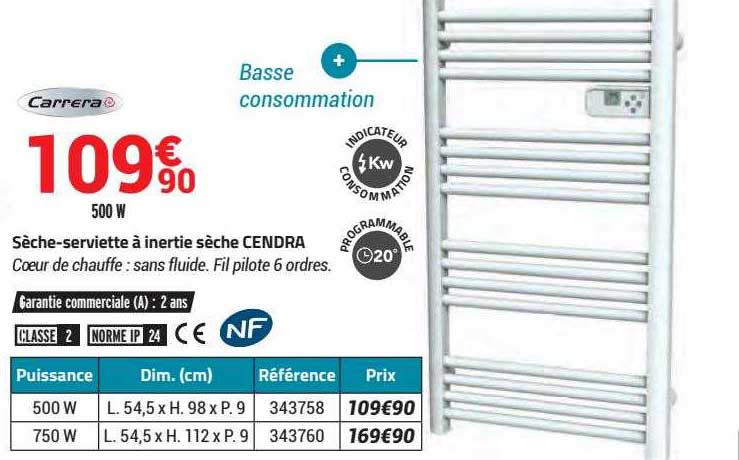 sèche-serviette à inertie sèche cendra