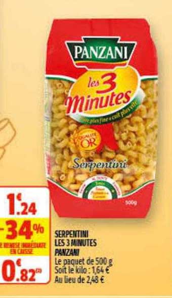 serpentini les 3 minutes panzani