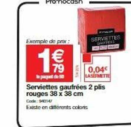 serviettes gaufrées 2 plis rouges 38 x 38 cm