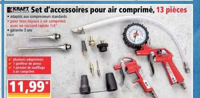 set d'accessoires pour air comprimé, 13 pièces kraft werkzuge