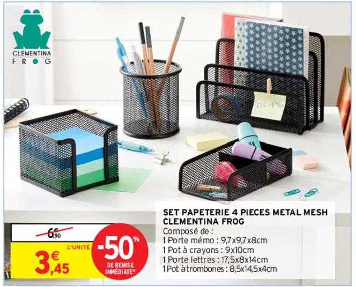 set papeterie 4 pièces metal mesh clémentina frog