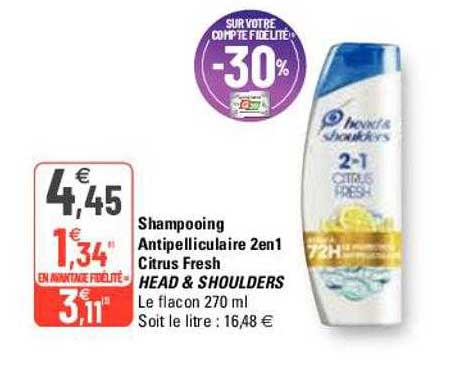 Shampooing Antipelliculaire 2 En 1 Citrus Fesh Head & Shoulders
