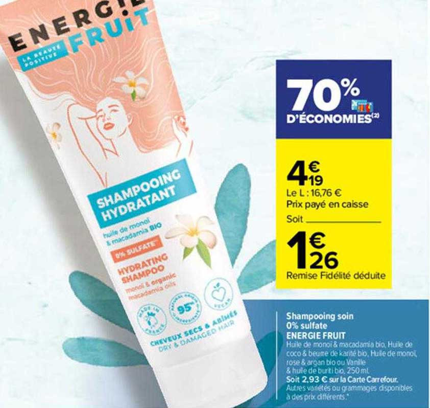 shampooing soin 0% sulfate energie fruit