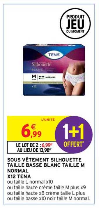 sous vêtement silhouette taille basse blanc taille m normal x12 tena