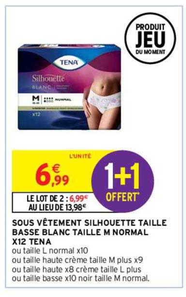 sous vêtement silhouette taille basse blanc taille m normal x12 tena