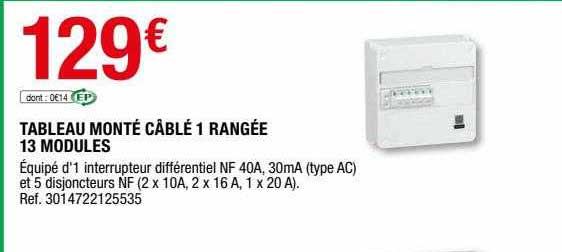 Tableau Monté Câblé 1 Rangée 13 Modules