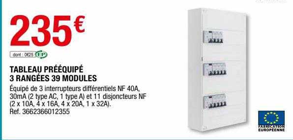 tableau prééquipé 3 rangées 39 modules
