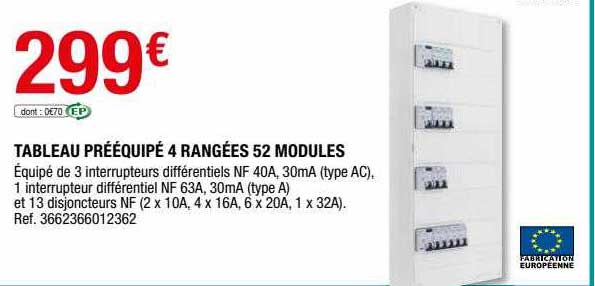 tableau prééquipé 4 rangées 52 modules