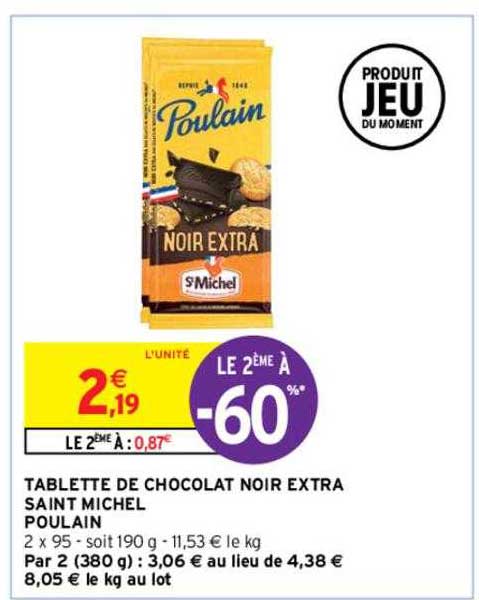 Tablette De Chocolat Noir Extra Saint Michel Poulain