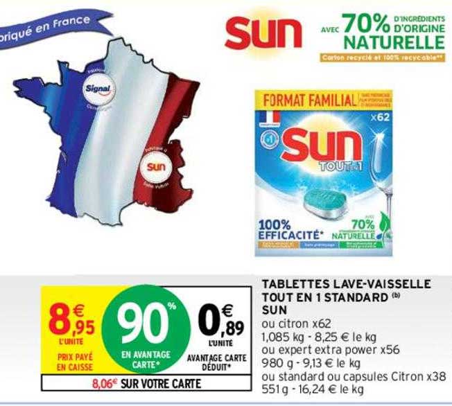 tablettes lave-vaisselle tout en 1 standard sun