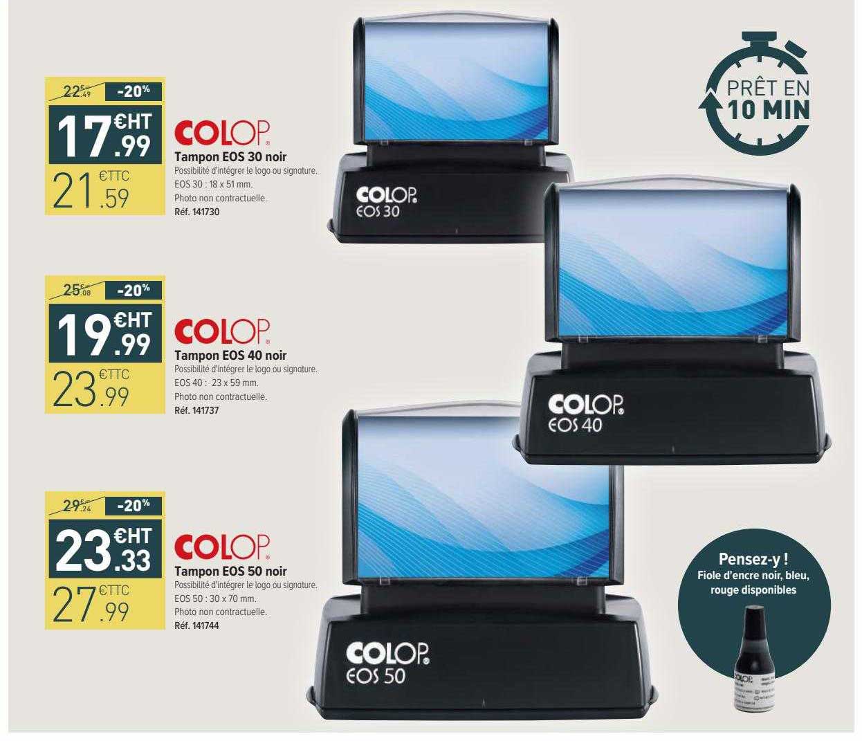 tampon eos 30 noir, tampon eos 40 noir, tampon eos 50 noir colop