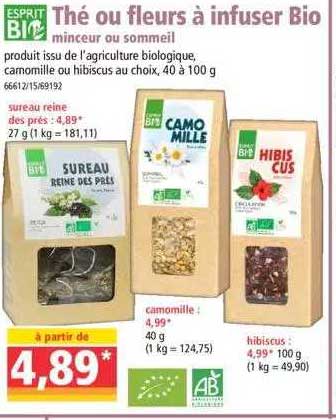 thé ou fleurs à infuser bio minceur ou  sommeil esprit bi