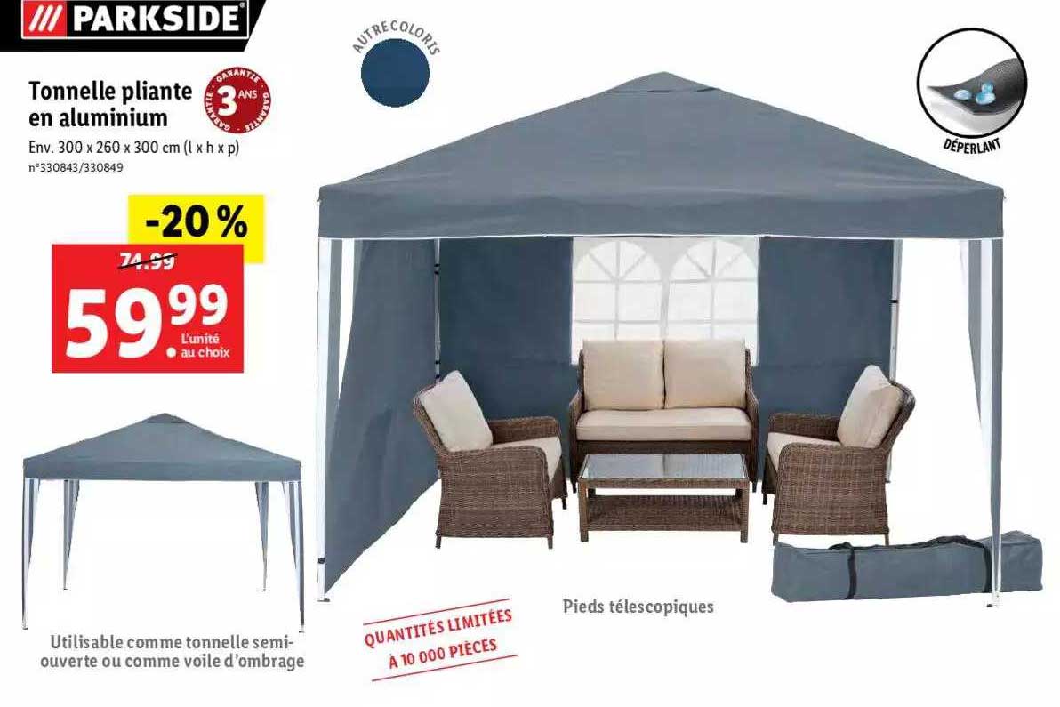 Tonnelle Pliante En Aluminium Parkside