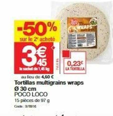 tortillas multigrains wraps ø 30 cm poco loco