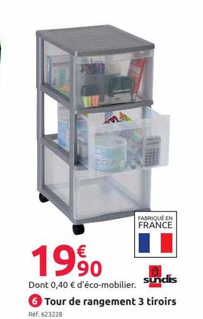 Tour De Rangement 3 Tiroirs Sundis