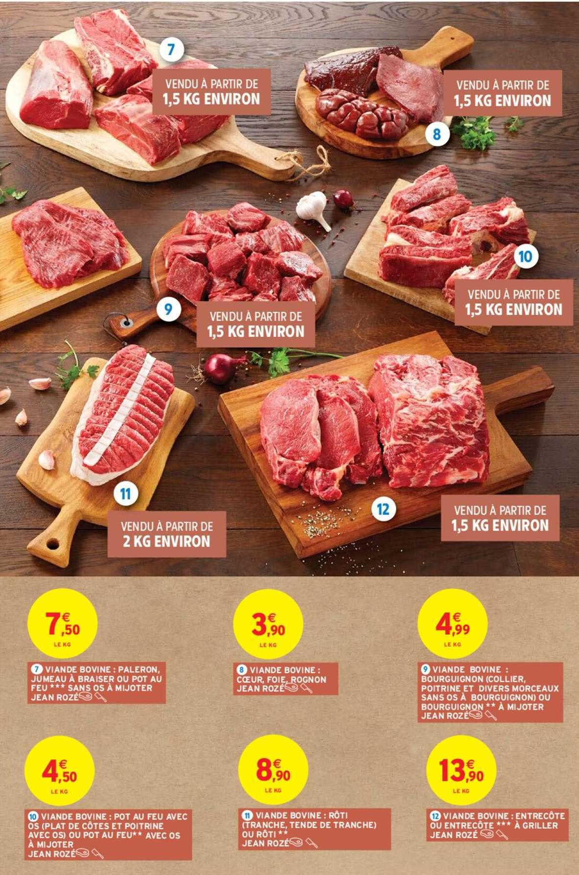 viande bovine : paleron, jumeau à braiser ou pot au feu*** sans os à mijoter jean rozé, cœur, foie rognon jean rozé, bourguignon (collier, poitrine et divers morceaux sans os à bourguignon)