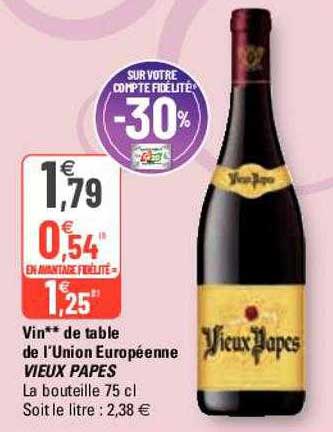 vin** de table de l'union européenne vieux papes