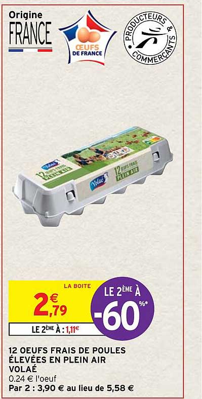 12 œufs frais de poules élevées en plein air volaé