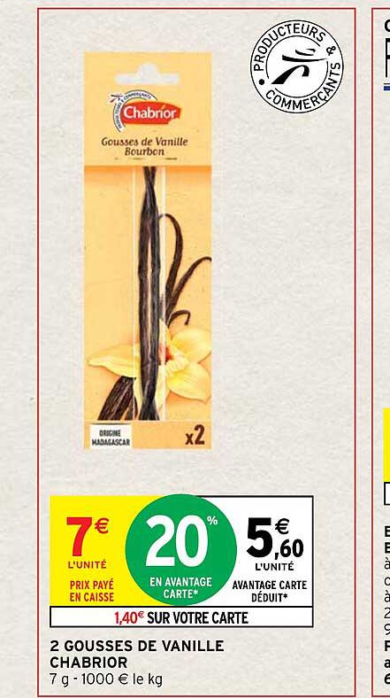 2 gousses de vanille chabrior