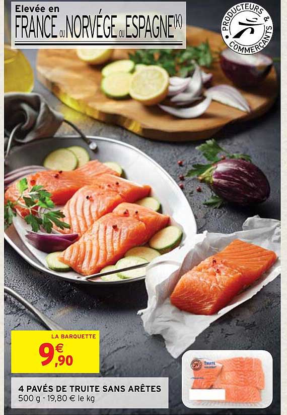 4 pavés de truite sans arêtes