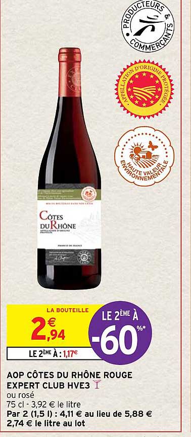 Aop Côtes Du Rhône Rouge Expert Club Hve3