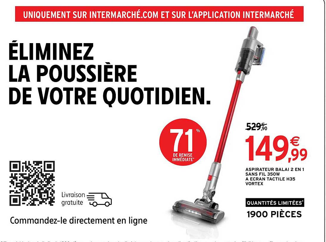 aspirateur balai 2 en 1 sans fil 350w à écran tactile h35 vortex