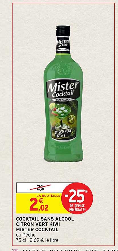 cocktail sans alcool citron vert kiwi mister cocktail