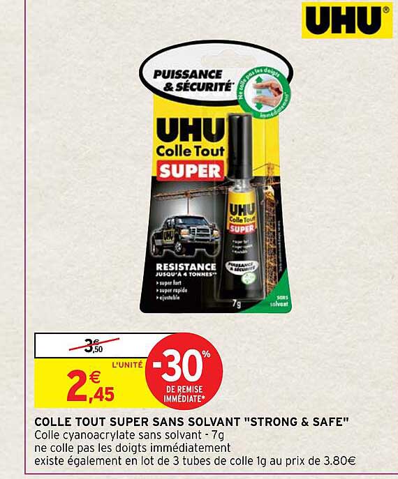 colle tout super sans solvant "strong & safe" uhu