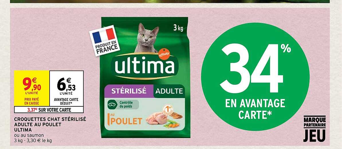 Croquettes Chat Stérilisé Adulte Au Poulet Ultima