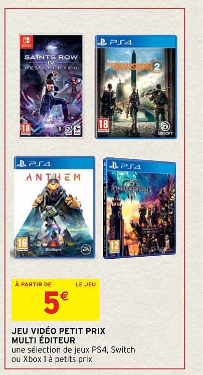 jeu vidéo petit prix multi éditeur