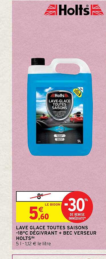 lave glace toutes saisons -18°c dégivrant + bec verseur holts