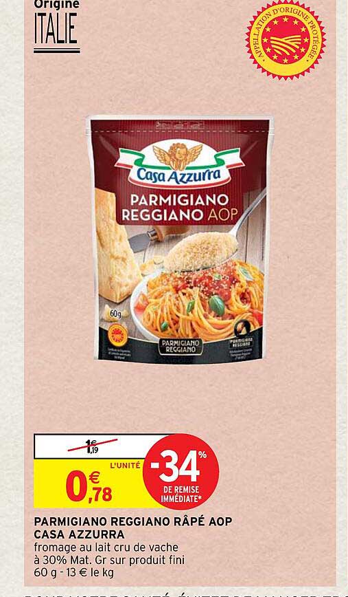 parmigiano reggiano râpé aop casa azzurra