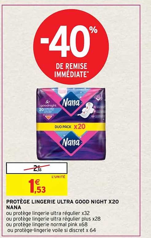 protège lingerie ultra good night x20 nana