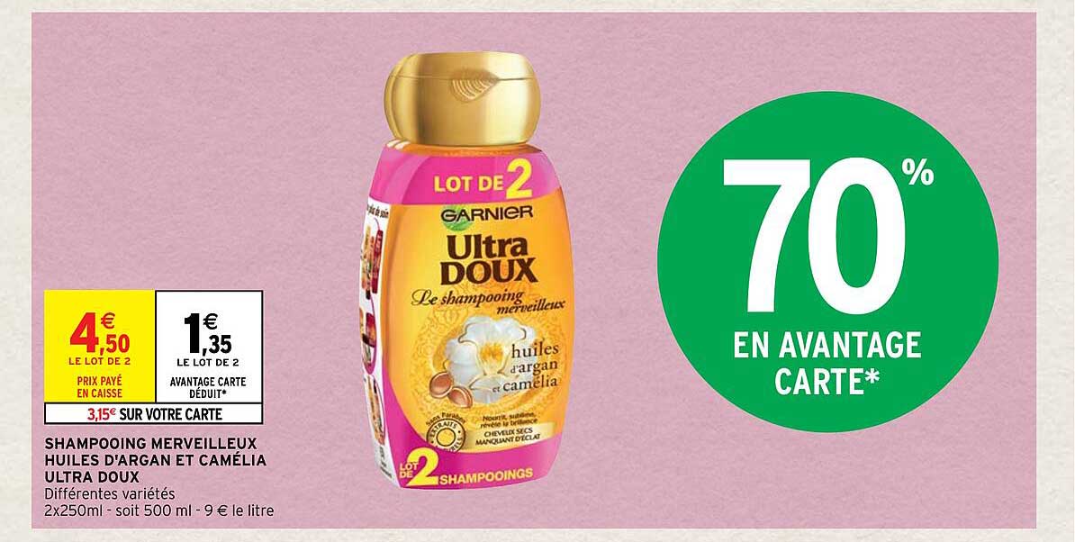 shampooing merveilleux huiles d'argan et camélia ultra doux