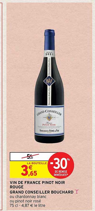 vin de france pinot noir rouge grand conseiller bouchard