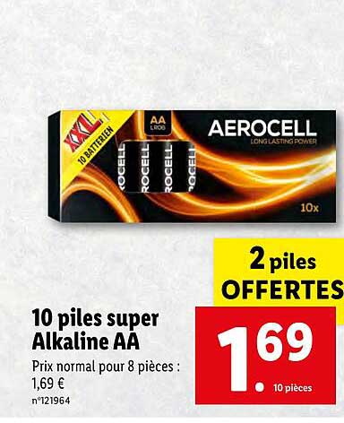10 piles super alkaline aa