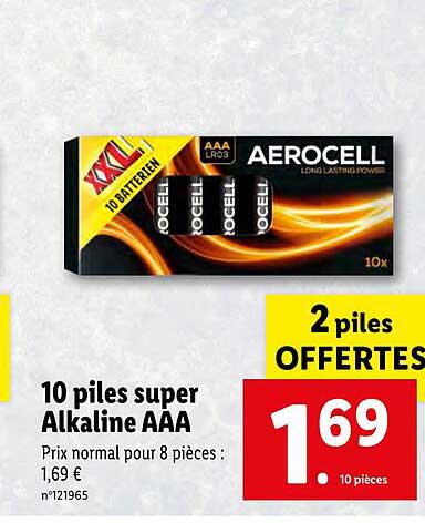 10 piles super alkaline aaa