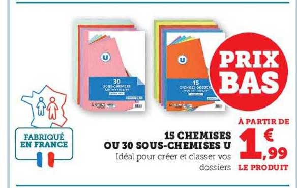 15 chemises ou 30 sous-chemises u