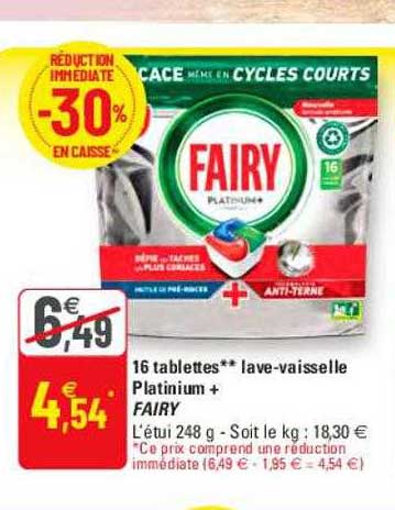 16 tablettes lave-vaisselle platinium + fairy