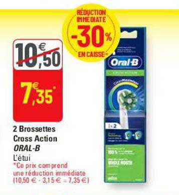 2 brossettes cross action oral-b