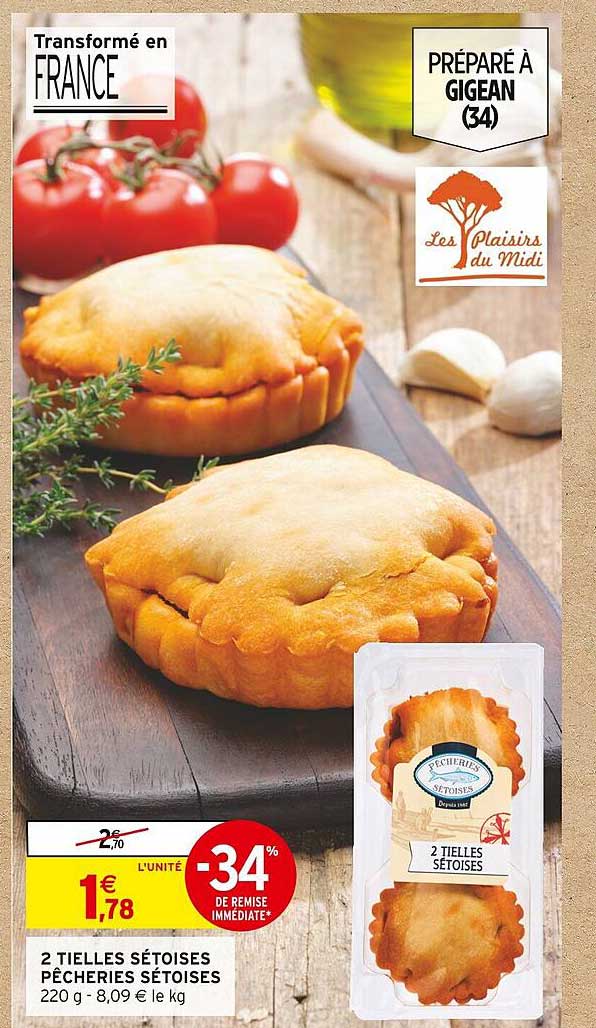 2 tielles sétoises pêcheries sétoises-34% de remise immédiate